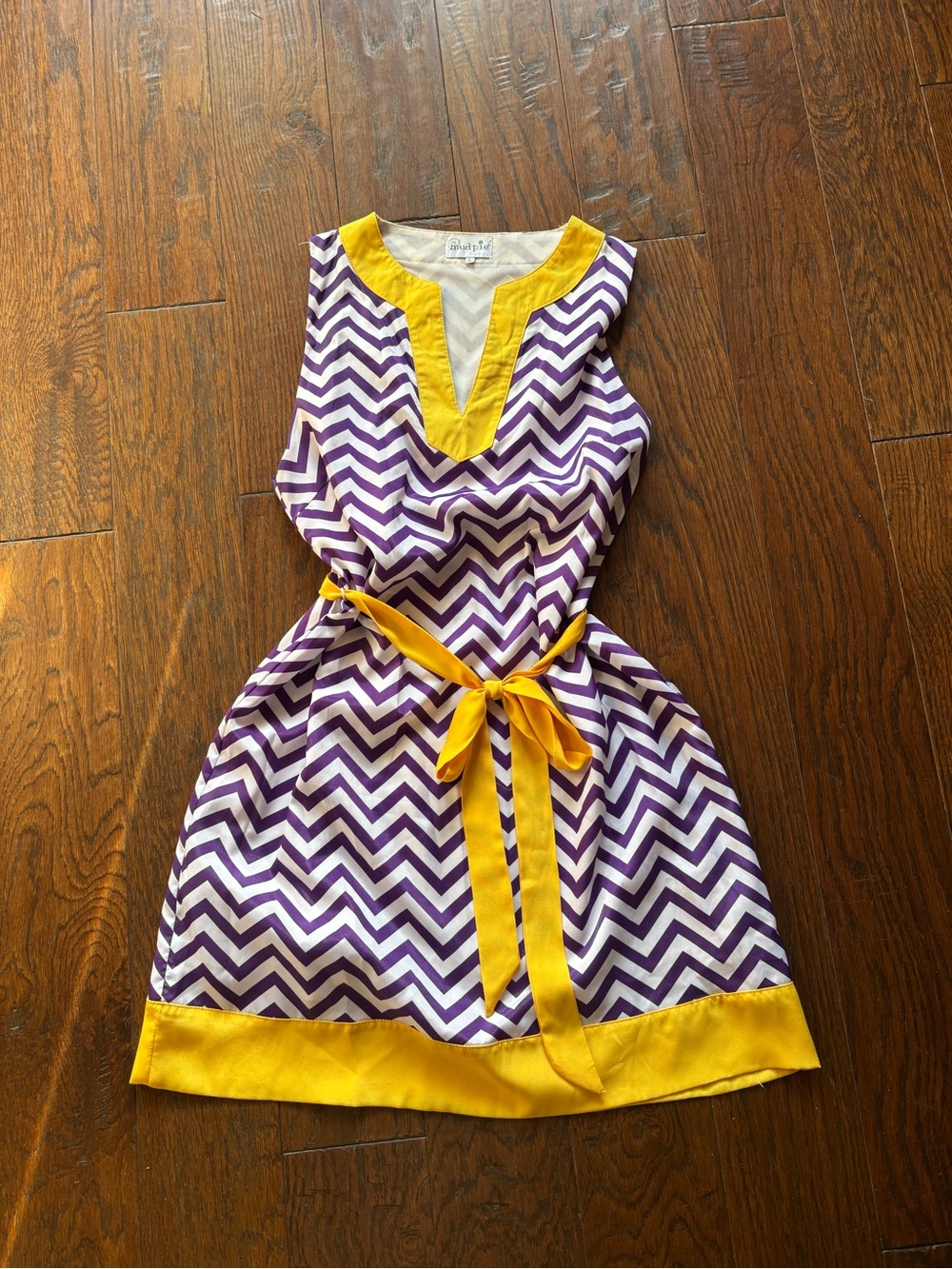 Chevron Purple and Yellow Sleeveless Dress